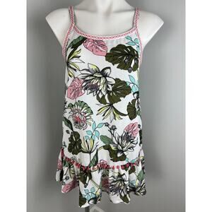 Miken Swim Tropical Floral Tiered Pom Pom Swim Beach Coverup Small